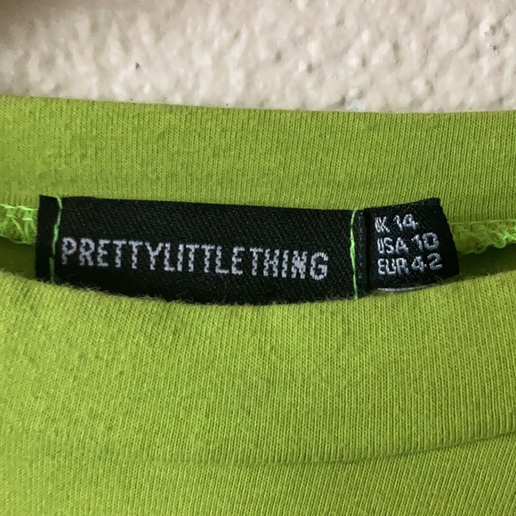 PrettyLittleThing I See You Oversized Tee Shirt Unisex Lime Green Size 10 - Picture 8 of 9